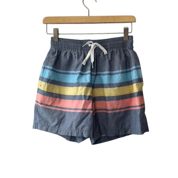Chubbies Retro Set Faded Blue Heather with Stripes Men's Small 5.5" Swim Trunks - Picture 1 of 7